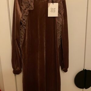 Deux par Deux Rose Brown Velvet Kids Formal Dress